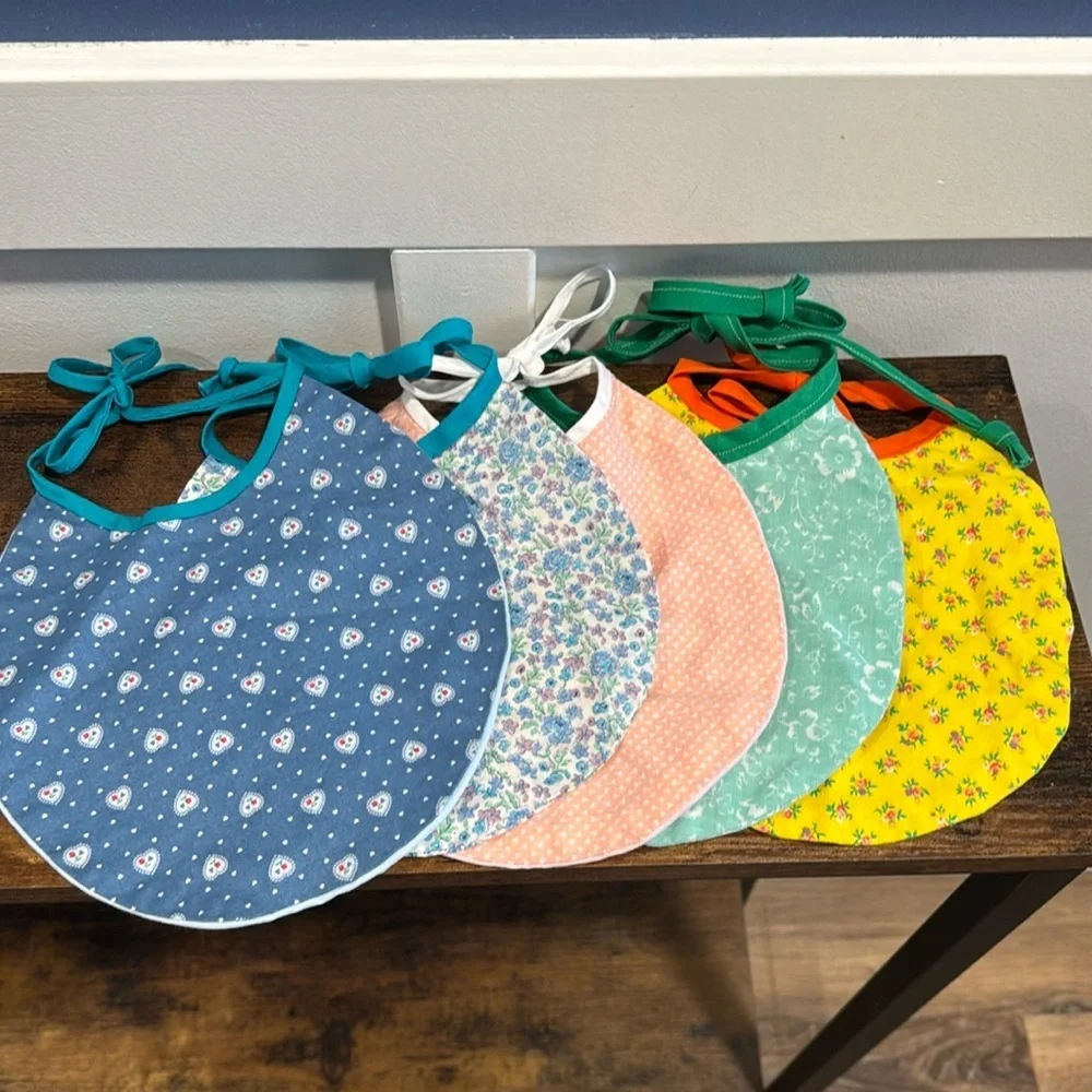 vintage homemade bib lot of 5 multi colored